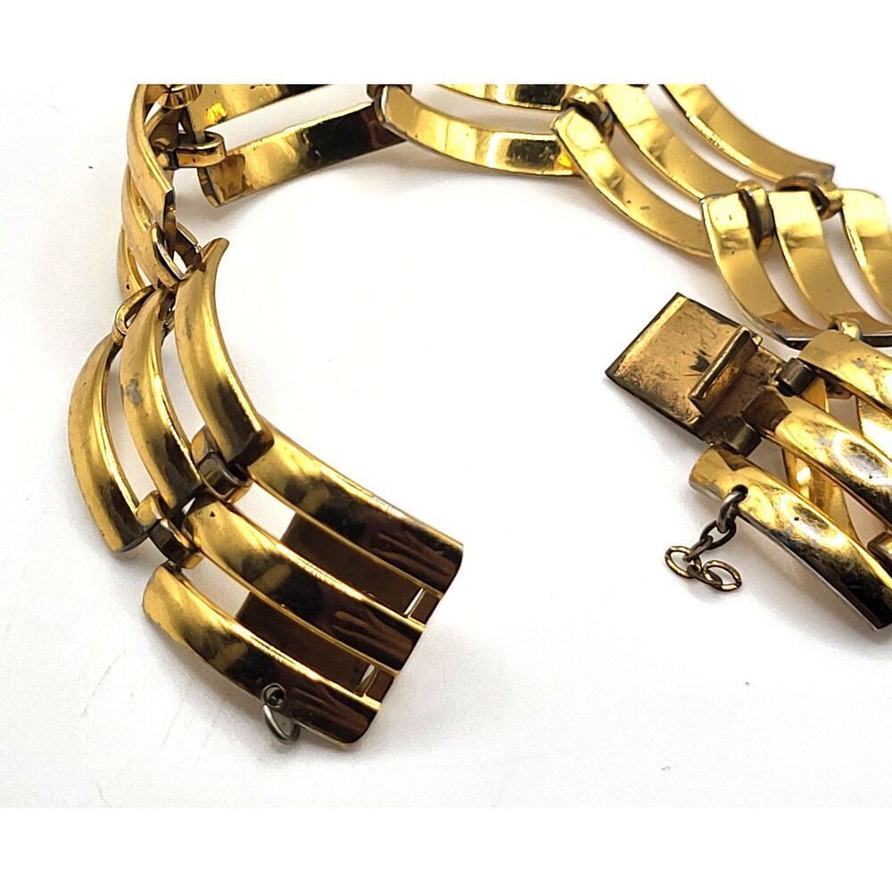 Vintage 80s Goldtone Link Chain Bracelet 7.5in - Picture 4 of 4